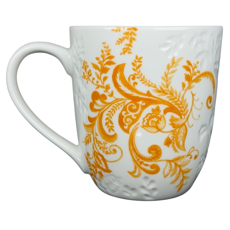 Elegant Pier 1 Imports monogram Ava mug K in white with orange floral design