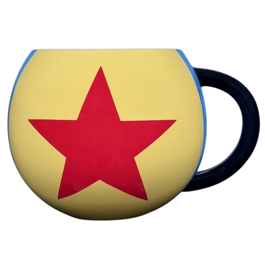 Pixar Luxo Ball collectible Disney mug featuring vibrant yellow design with red star detail