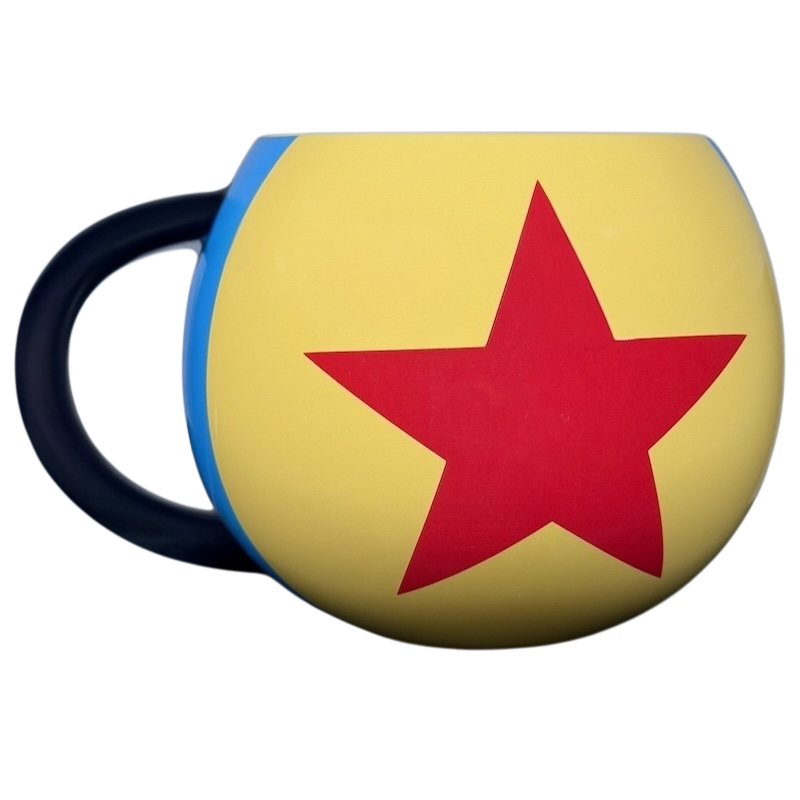 Pixar Luxo Ball collectible Disney mug featuring colorful design and playful star pattern