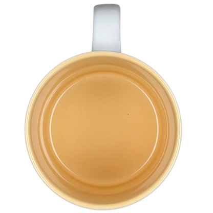 Inside view of a Papel JIM name poetry mug featuring a smooth orange finish