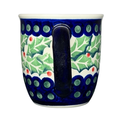 Polish Pottery Boleslawiec Holly Berry Christmas Mug with festive green and red holly design