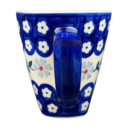 Polish Pottery Tapered Floral Boleslawiec Mug with a Blue and White Floral Design