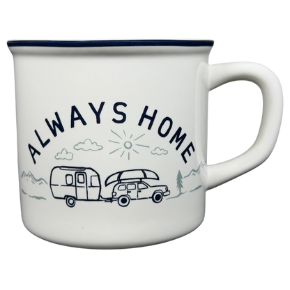 Airstream Always Home Mug Pottery Barn featuring a vintage camper and sun design for cozy drinks