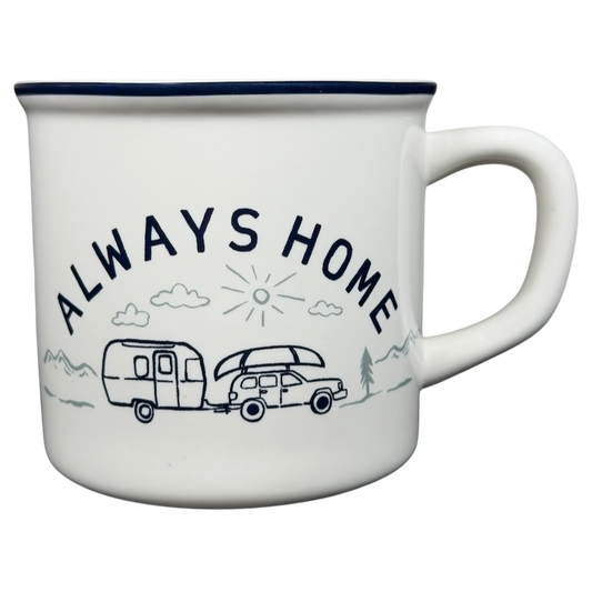 Airstream Always Home Mug Pottery Barn featuring a vintage camper and sun design for cozy drinks