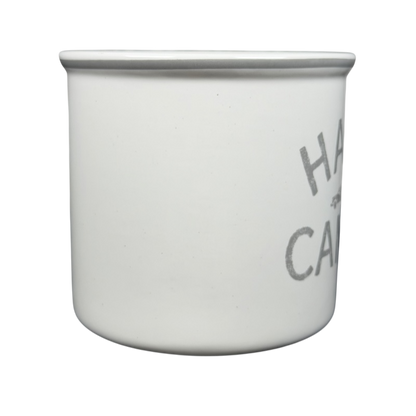 Ceramic Airstream Happy Camper Mug Pottery Barn in white with gray lettering