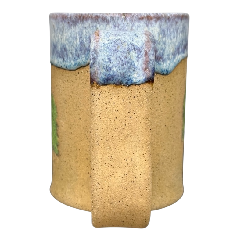 Pine Tree Rustic Drip Glaze Pottery Mug with earthy tones and detailed tree design