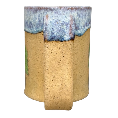 Pine Tree Rustic Drip Glaze Pottery Mug with earthy tones and detailed tree design
