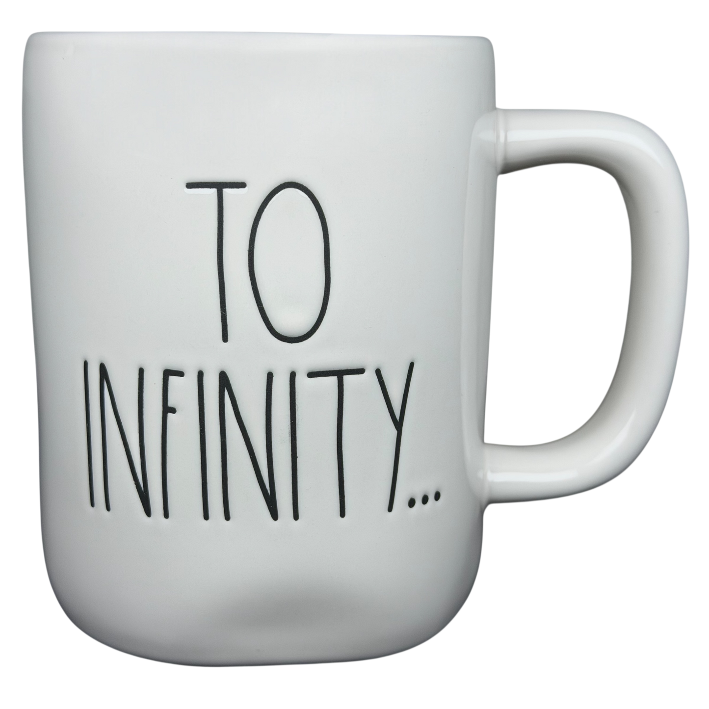 Rae Dunn Buzz Lightyear Pixar Disney mug featuring the phrase To Infinity