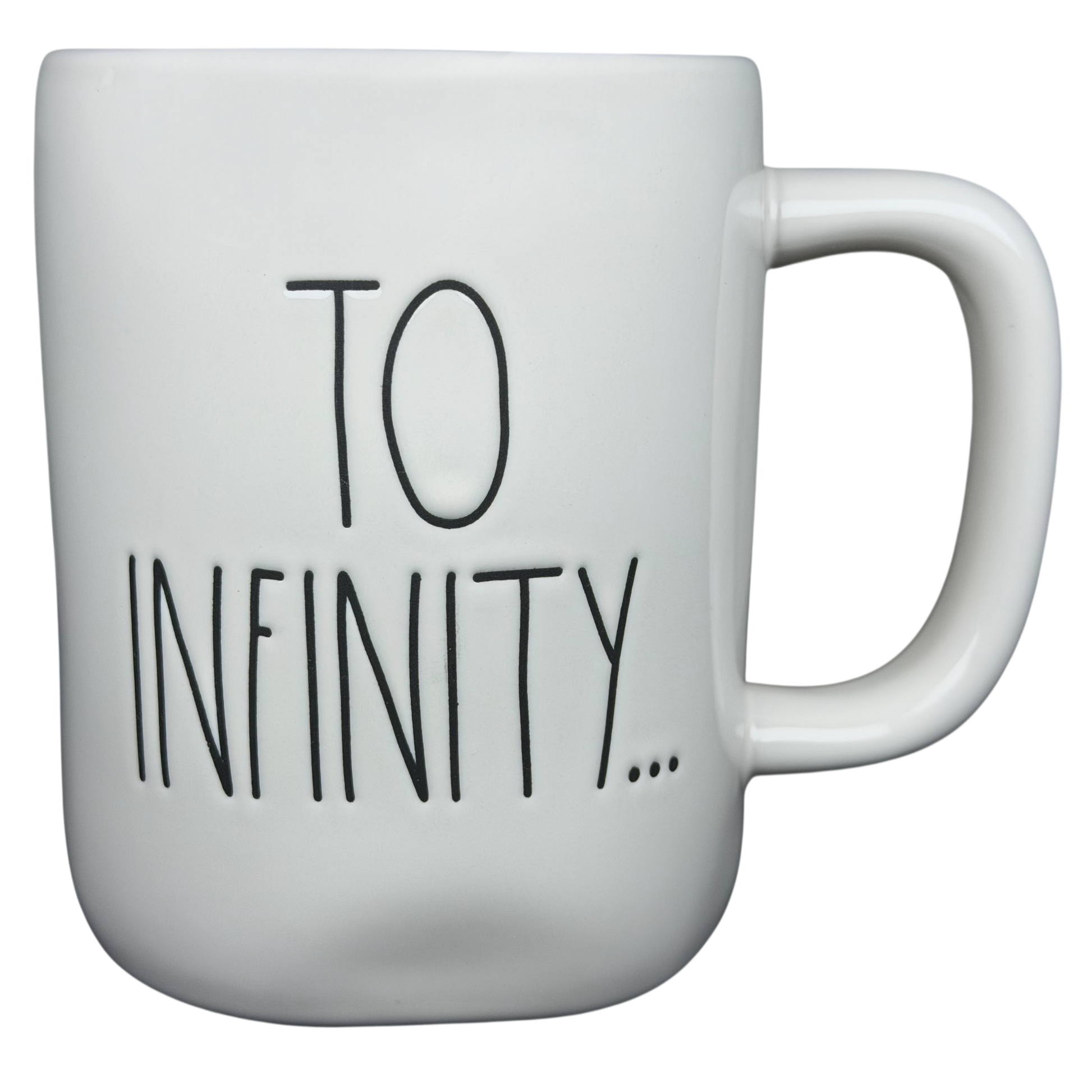 Rae Dunn Buzz Lightyear Pixar Disney mug featuring the phrase To Infinity