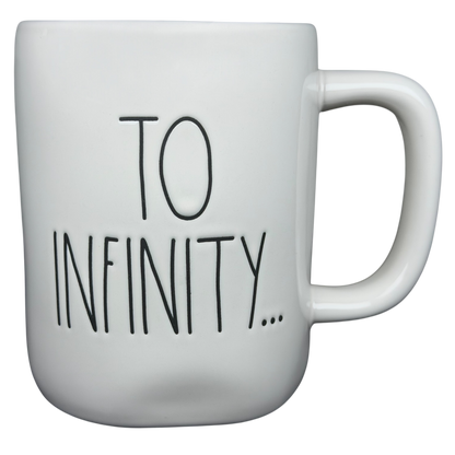 Rae Dunn Buzz Lightyear Pixar Disney mug featuring the phrase To Infinity