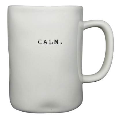 Rae Dunn CALM mug Magenta exclusive in white with minimalist design for coffee lovers