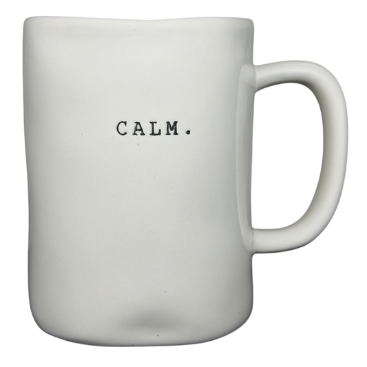 Rae Dunn CALM mug Magenta exclusive in white with minimalist design for coffee lovers