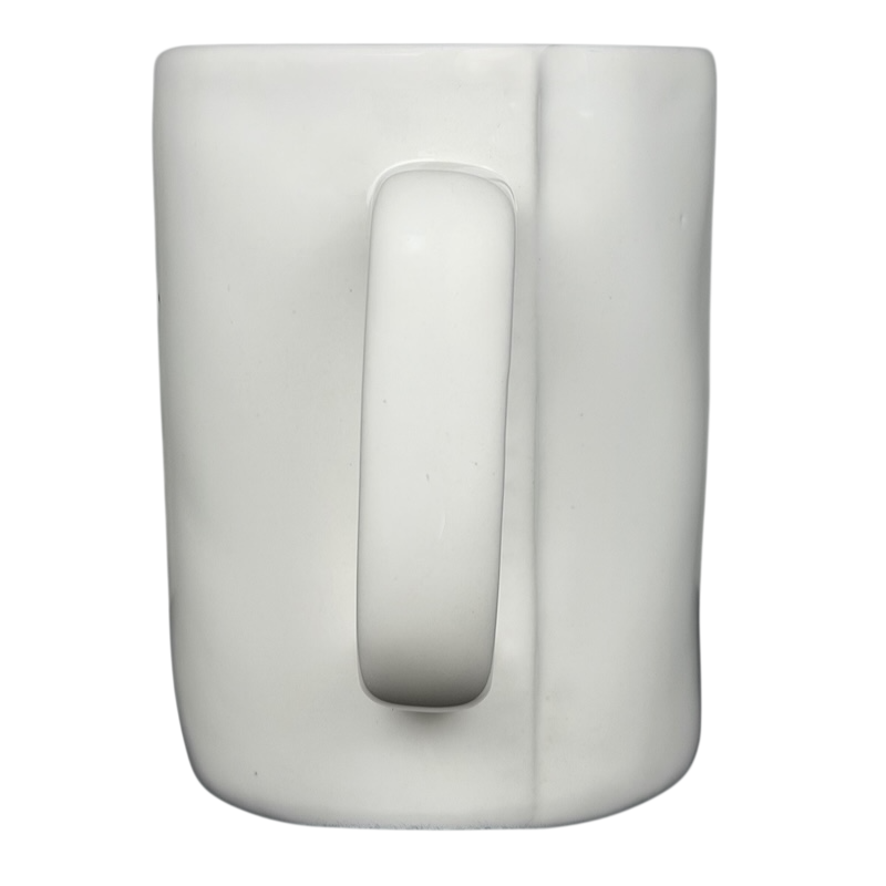 Rae Dunn CALM mug Magenta exclusive in a simple white design featuring a comfortable handle