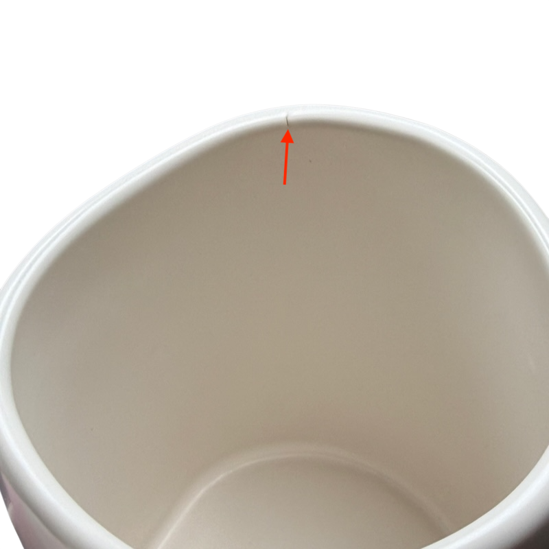 Rae Dunn MAMA Mug Magenta showing interior with smooth, glossy finish and slight manufacturing detail