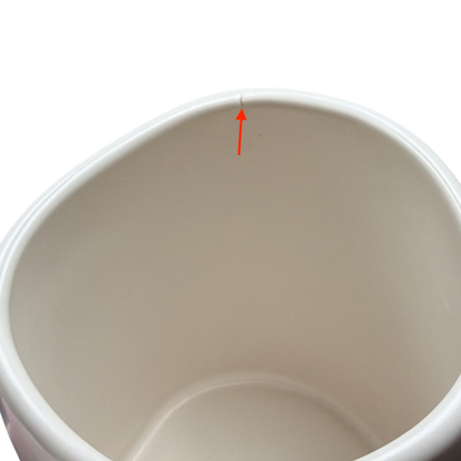 Rae Dunn MAMA Mug Magenta showing interior with smooth, glossy finish and slight manufacturing detail
