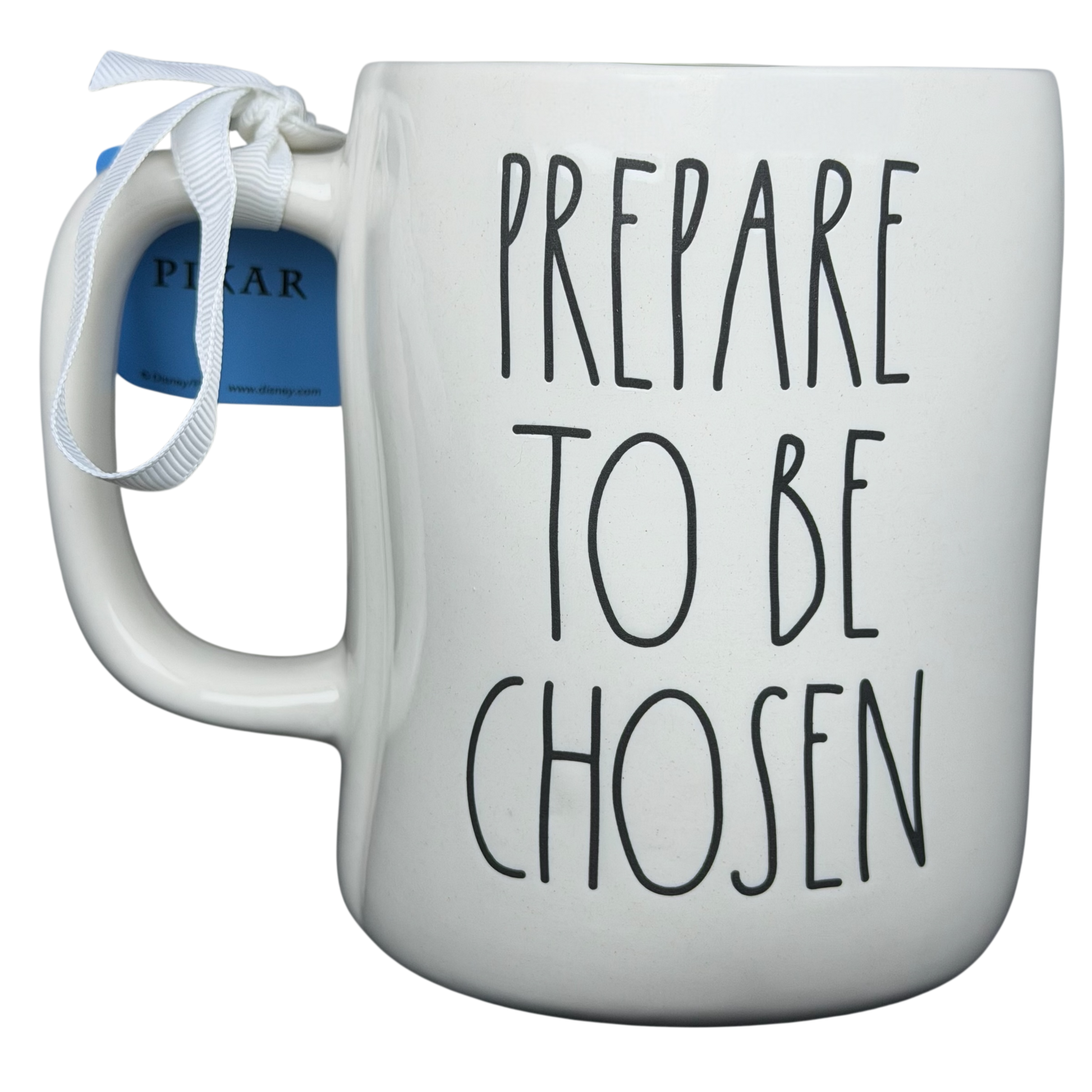 Rae Dunn Toy Story Alien Pixar Disney mug with 'Prepare to be Chosen' text design