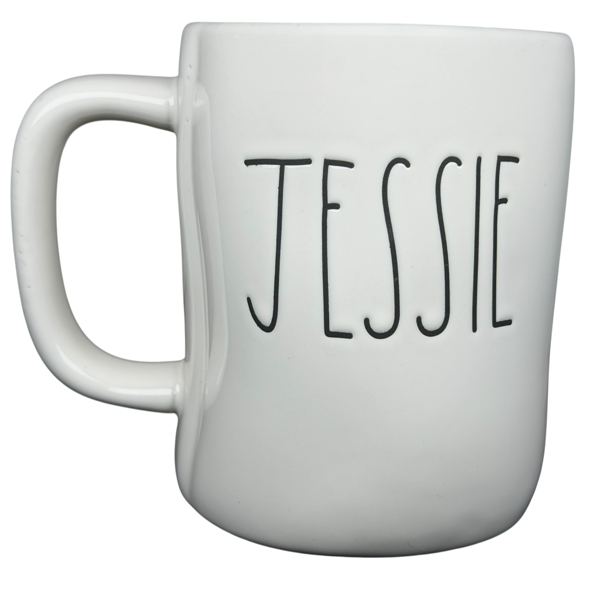 Rae Dunn Toy Story Jessie Disney Pixar mug in white ceramic with bold letters