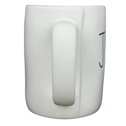 Rae Dunn Toy Story Jessie Disney Pixar mug with a simple, white design and a sturdy handle