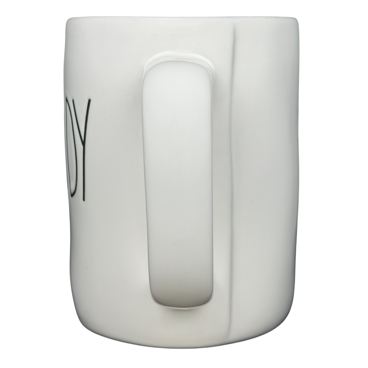 Rae Dunn Toy Story Woody Pixar Disney mug with a simple white design and sturdy handle