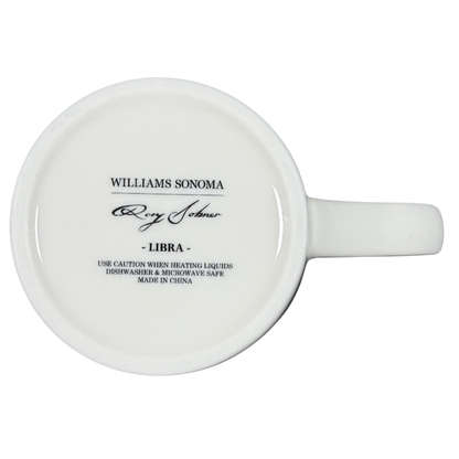 Bottom view of Williams-Sonoma Rory Dobner astrology mug featuring a Libra design with care instructions