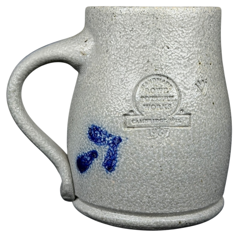 Rowe Pottery Works blue bird mug featuring a rustic design and sturdy handle for everyday use