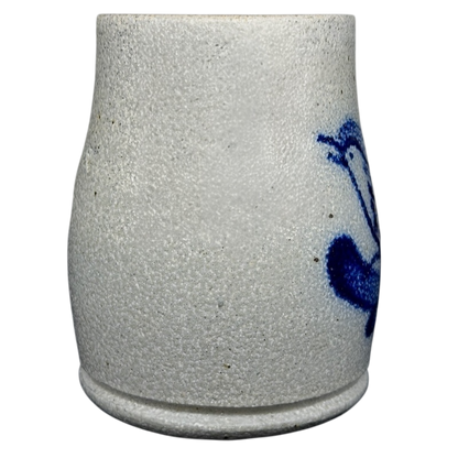 Rowe Pottery Works blue bird mug with a textured white finish and blue bird design