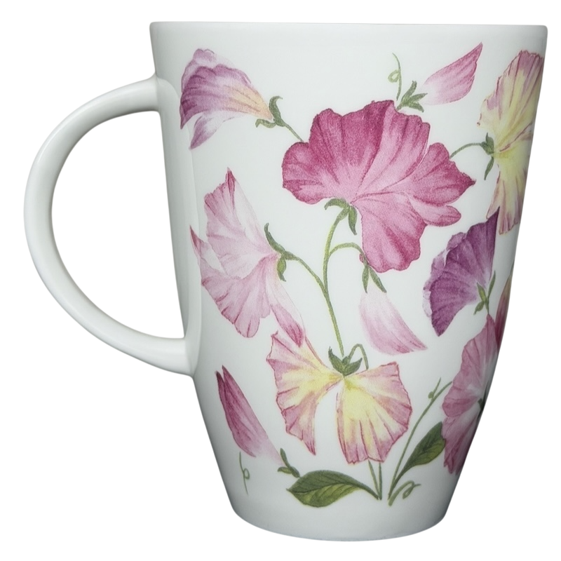 Sweet Pea Floral Mug Roy Kirkham featuring colorful floral designs on a white background