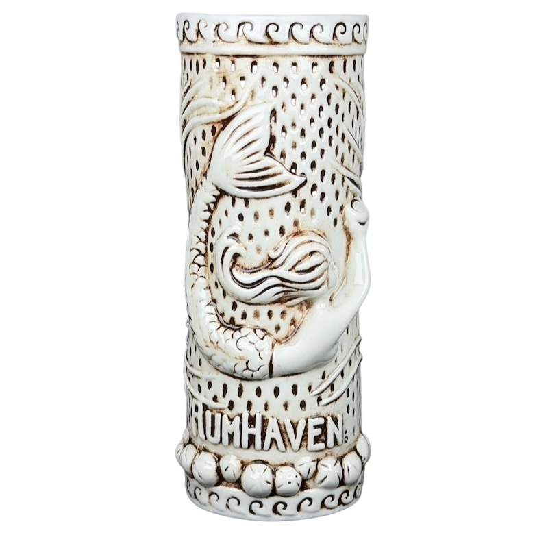 Rumhaven Mermaid Tiki Mug TikiRob featuring detailed mermaid design and textured ceramic finish