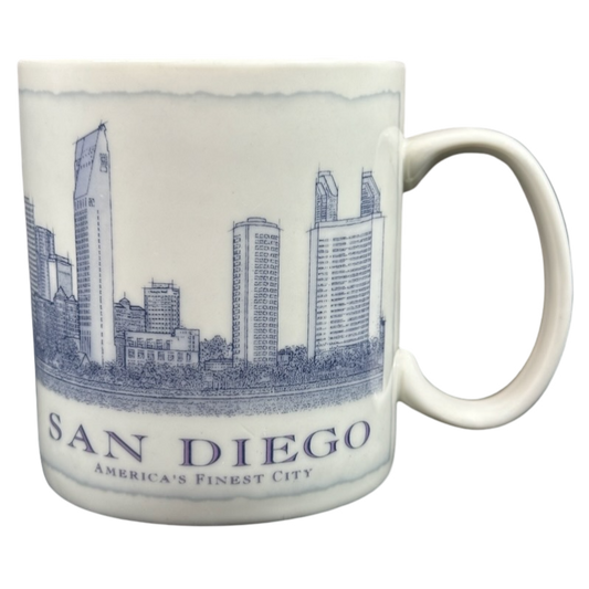 San Diego Starbucks architect vintage mug featuring a skyline design of America's Finest City