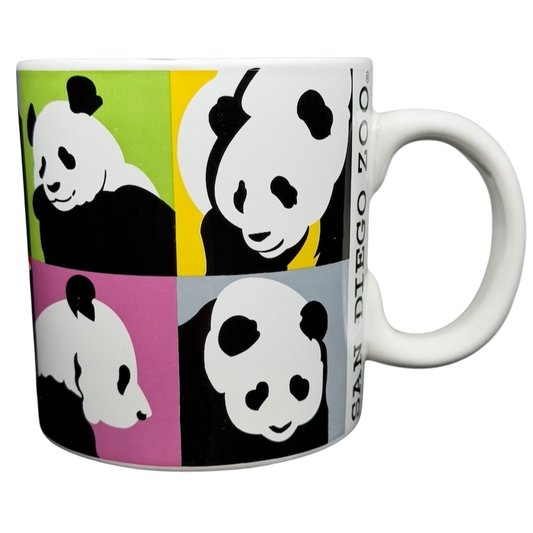 San Diego Zoo Andy Warhol Panda Mug featuring vibrant panda artwork in pop art style