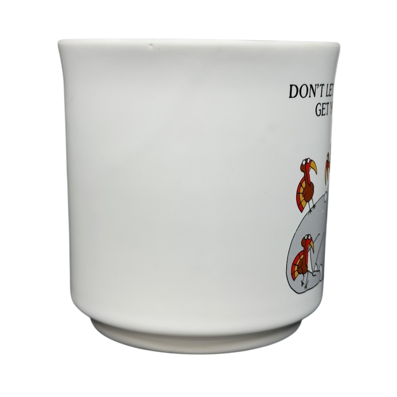 Sandra Boynton Don't Let The Turkeys Get You Down vintage mug featuring playful turkey design