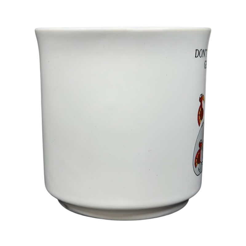 Sandra Boynton Don't Let The Turkeys Get You Down vintage mug featuring whimsical turkey artwork