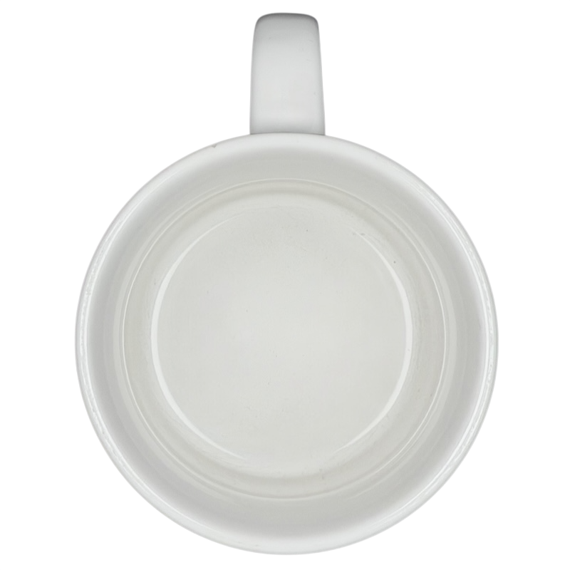 Top view of Sandra Boynton Don't Let The Turkeys Get You Down vintage mug in white ceramic