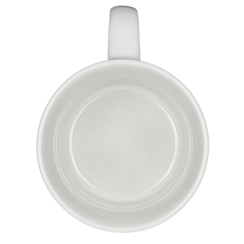 Top view of a Sandra Boynton Don't Let The Turkeys Get You Down vintage mug in classic white ceramic