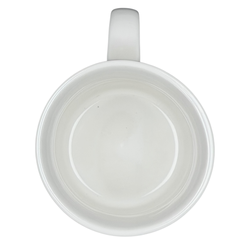 Interior view of a Sandra Boynton Don't Let The Turkeys Get You Down vintage mug in white ceramic