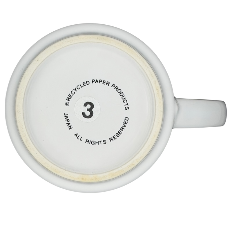 Bottom view of a vintage mug featuring Sandra Boynton Don't Let The Turkeys Get You Down design