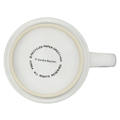 Bottom view of Sandra Boynton Outstanding In The Field mug vintage showing brand and copyright details