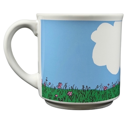 Sandra Boynton Outstanding In The Field mug vintage featuring blue sky and floral design