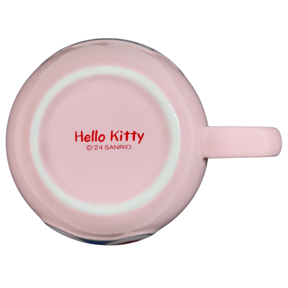 Bottom view of a Hello Kitty collectible Sanrio mug showcasing its branding and design details