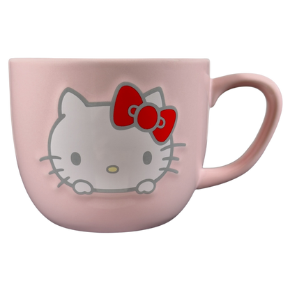 Hello Kitty collectible Sanrio mug in pink with a cute bow design, perfect for fans and collectors