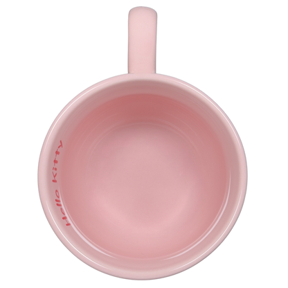 Inside view of a pink Hello Kitty collectible Sanrio mug with a smooth finish
