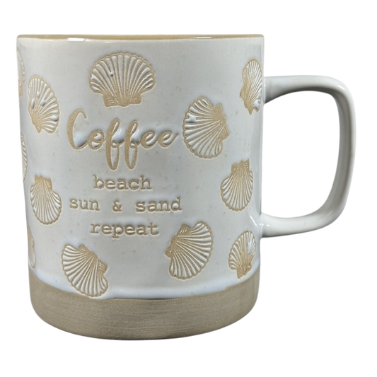 Sea shell under the sea coffee mug with embossed shells and beach-themed text design