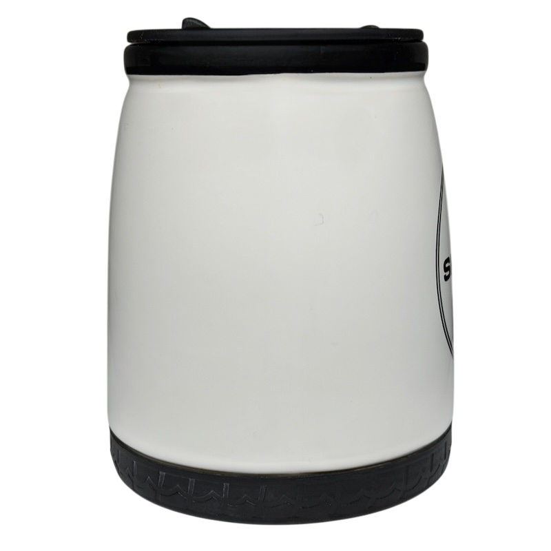 Shelby Cobra Travel Mug RCC Koozie Norwood in sleek white design with black lid and base