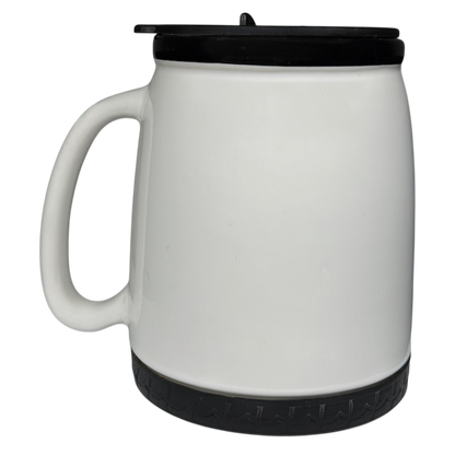 Shelby Cobra Travel Mug RCC Koozie Norwood with a black lid and handle, ideal for hot and cold beverages