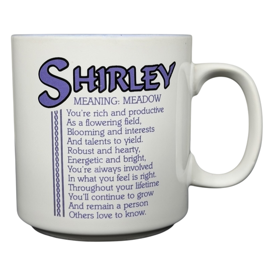 Shirley poetry vintage mug Papel lavender interior with meadow meaning and inspirational text