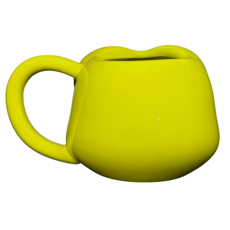 Bright yellow Keroppi Mug Sanrio Silver Buffalo with unique round shape and comfortable handle