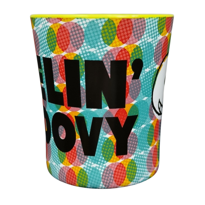 Gibson Snoopy Peanuts Feelin' Groovy mug with colorful pattern and playful design