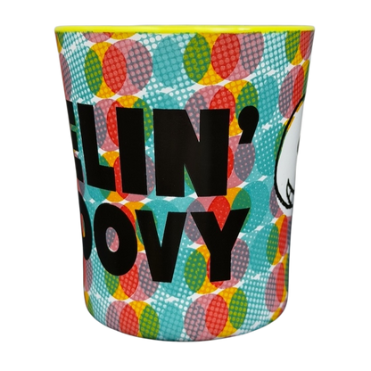 Gibson Snoopy Peanuts Feelin' Groovy mug with colorful pattern and playful design