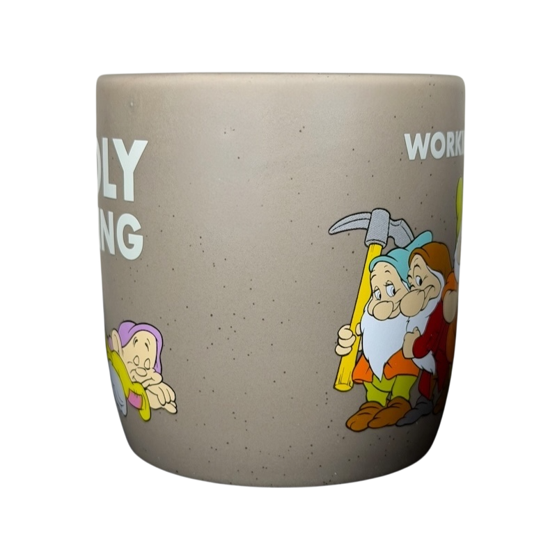 Disney Snow White and the Seven Dwarfs working hard collectible mug featuring colorful dwarf characters