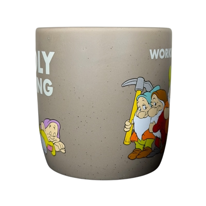 Disney Snow White and the Seven Dwarfs working hard collectible mug featuring colorful dwarf characters